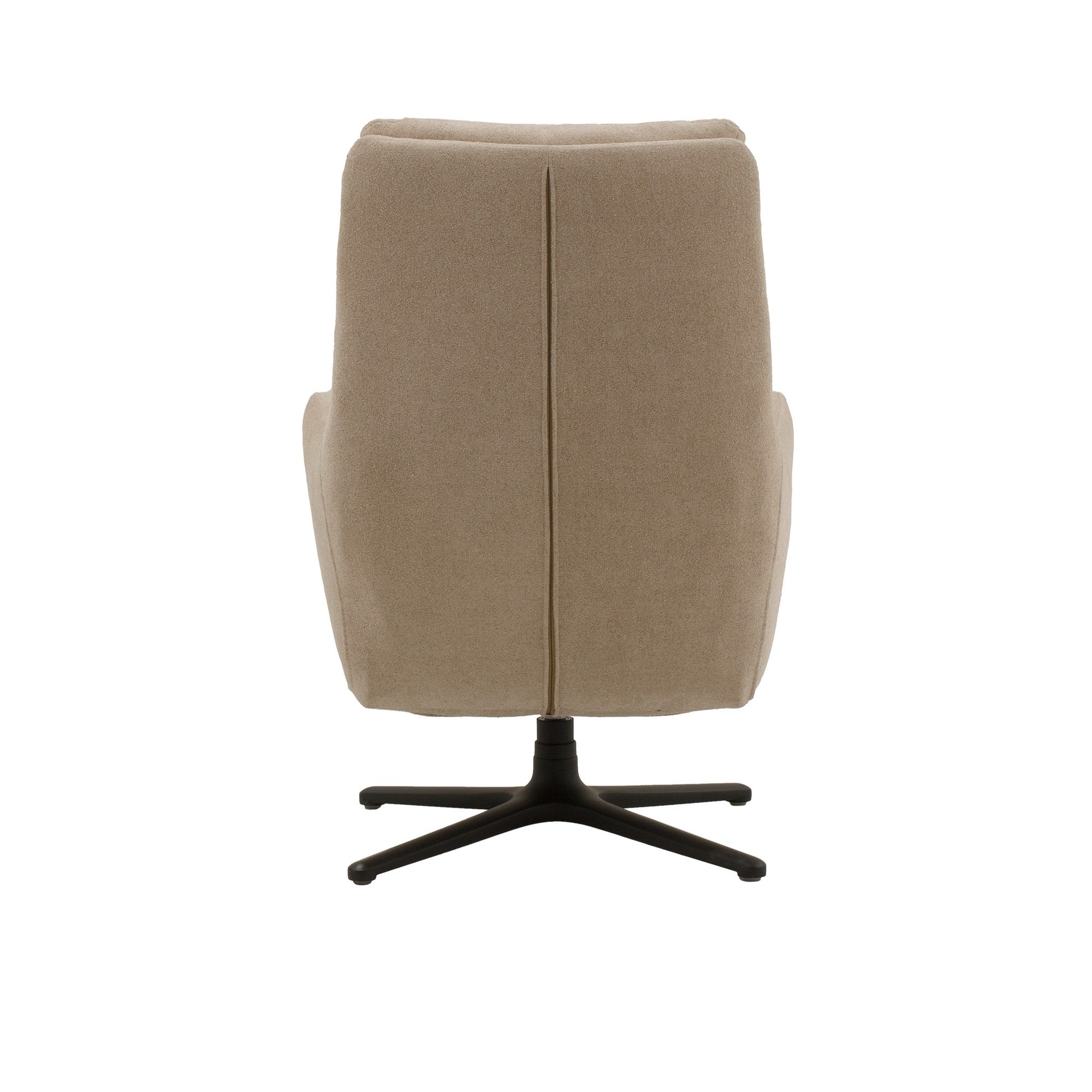 poltrona girevole new arley in tessuto beige e base in metallo nero, stile contemporaneo con braccioli comodi e seduta...