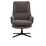 poltrona girevole new arley in tessuto grigio e base in metallo nero, dettaglio del rivestimento in tessuto o velluto