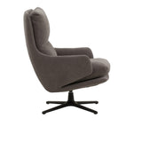 poltrona girevole new arley in tessuto grigio e base in metallo nero, perfetta per aggiungere comfort ed eleganza...