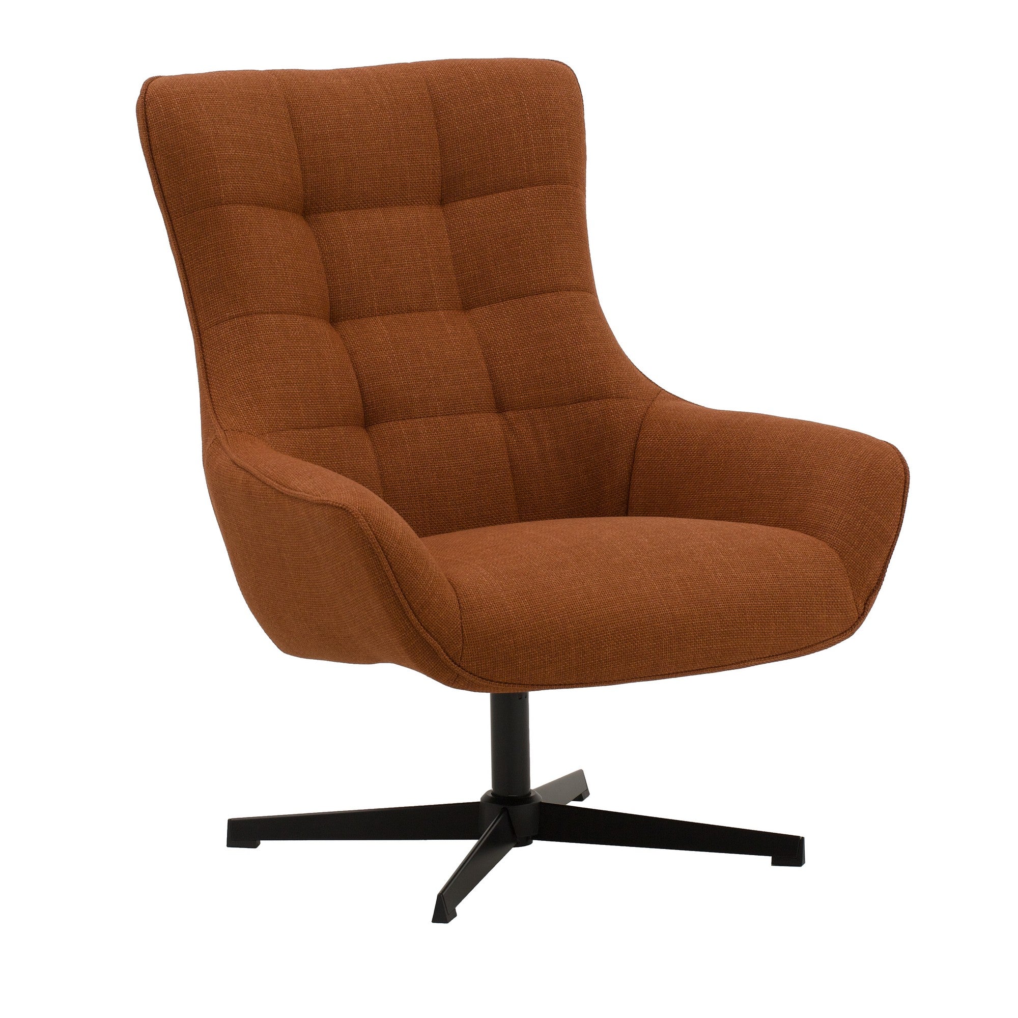 poltrona girevole cartagena in tessuto terracotta e base in metallo nero, poltrona imbottita con struttura solida e design...