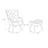 poltrona havana in tessuto patchwork grigio e gambe in legno, con poggiapiedi, stile contemporaneo con braccioli comodi e...