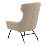 poltrona haiti in tessuto beige e gambe in metallo nero, stile contemporaneo con braccioli comodi e seduta avvolgente