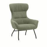 poltrona haiti in tessuto verde e gambe in metallo nero, poltrona imbottita con struttura solida e design moderno