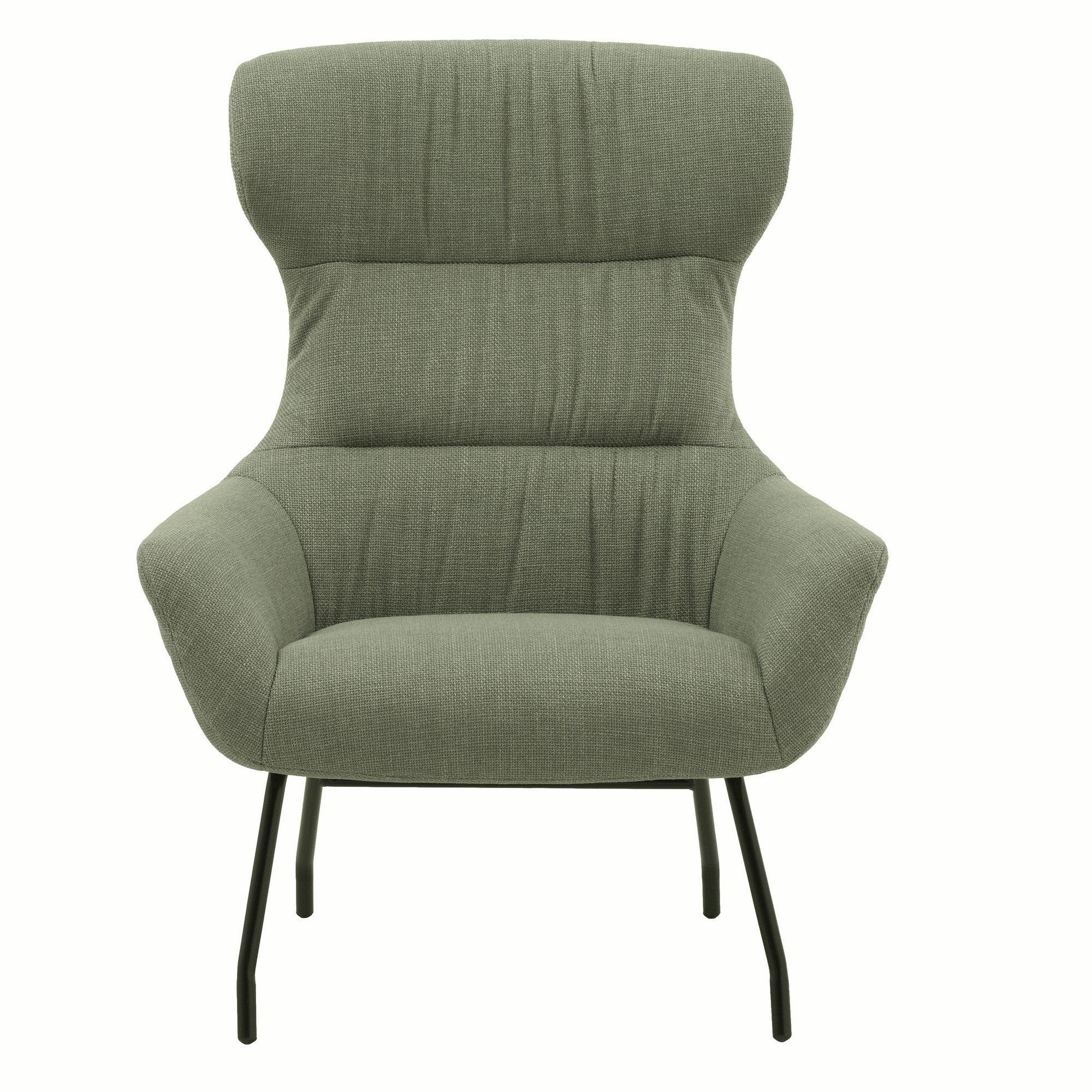 poltrona haiti in tessuto verde e gambe in metallo nero, dettaglio del rivestimento in tessuto o velluto