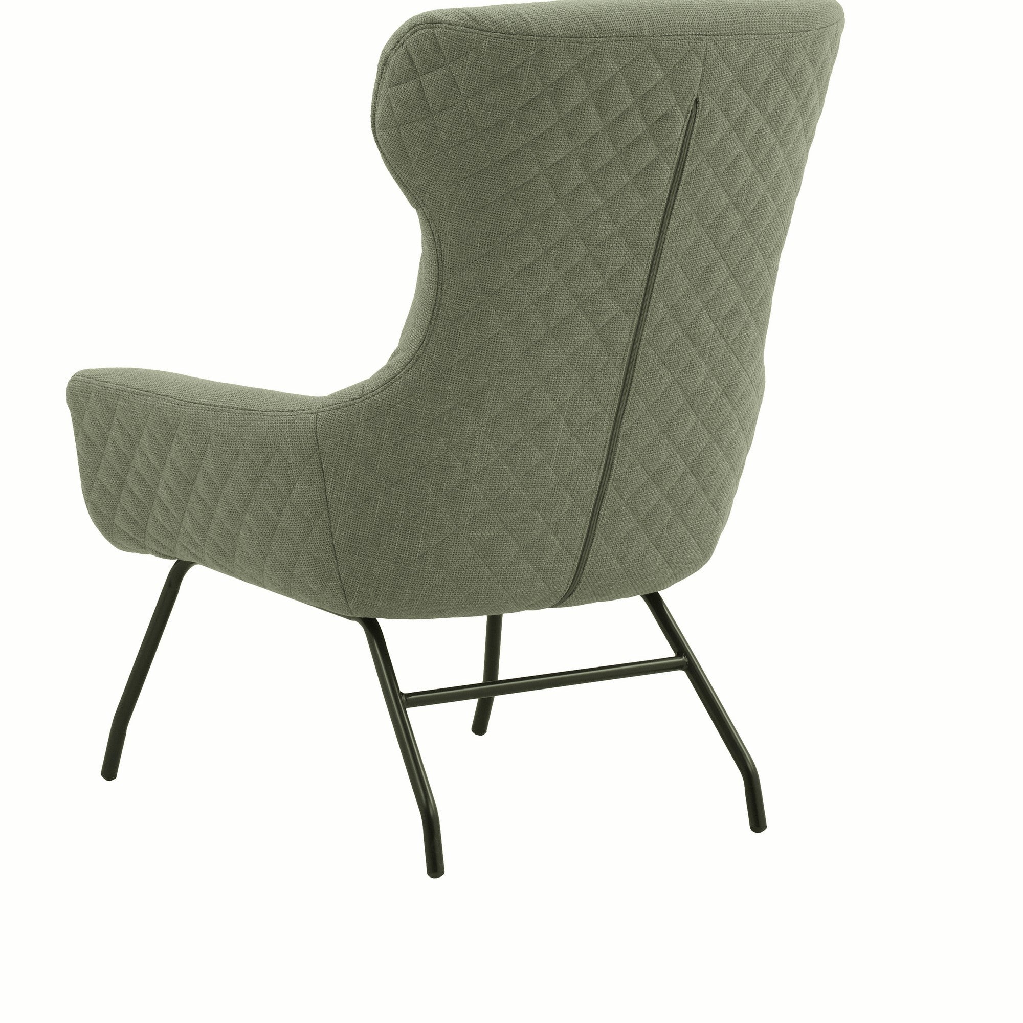 poltrona haiti in tessuto verde e gambe in metallo nero, stile contemporaneo con braccioli comodi e seduta avvolgente