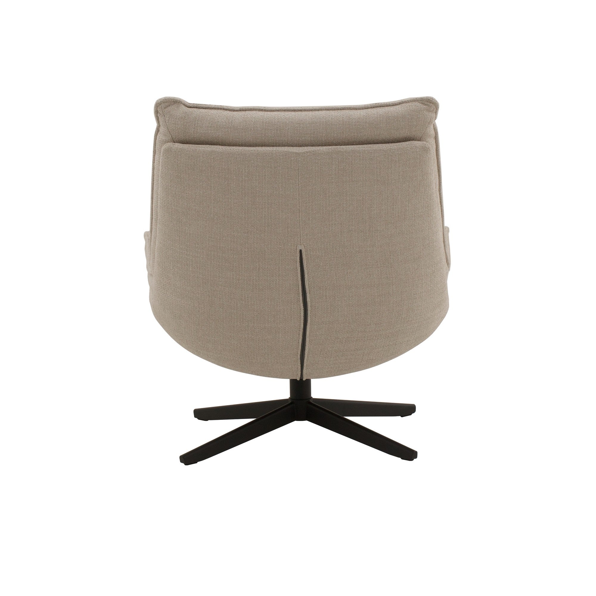 poltrona girevole brikell in tessuto beige e base in metallo nero, stile contemporaneo con braccioli comodi e seduta...