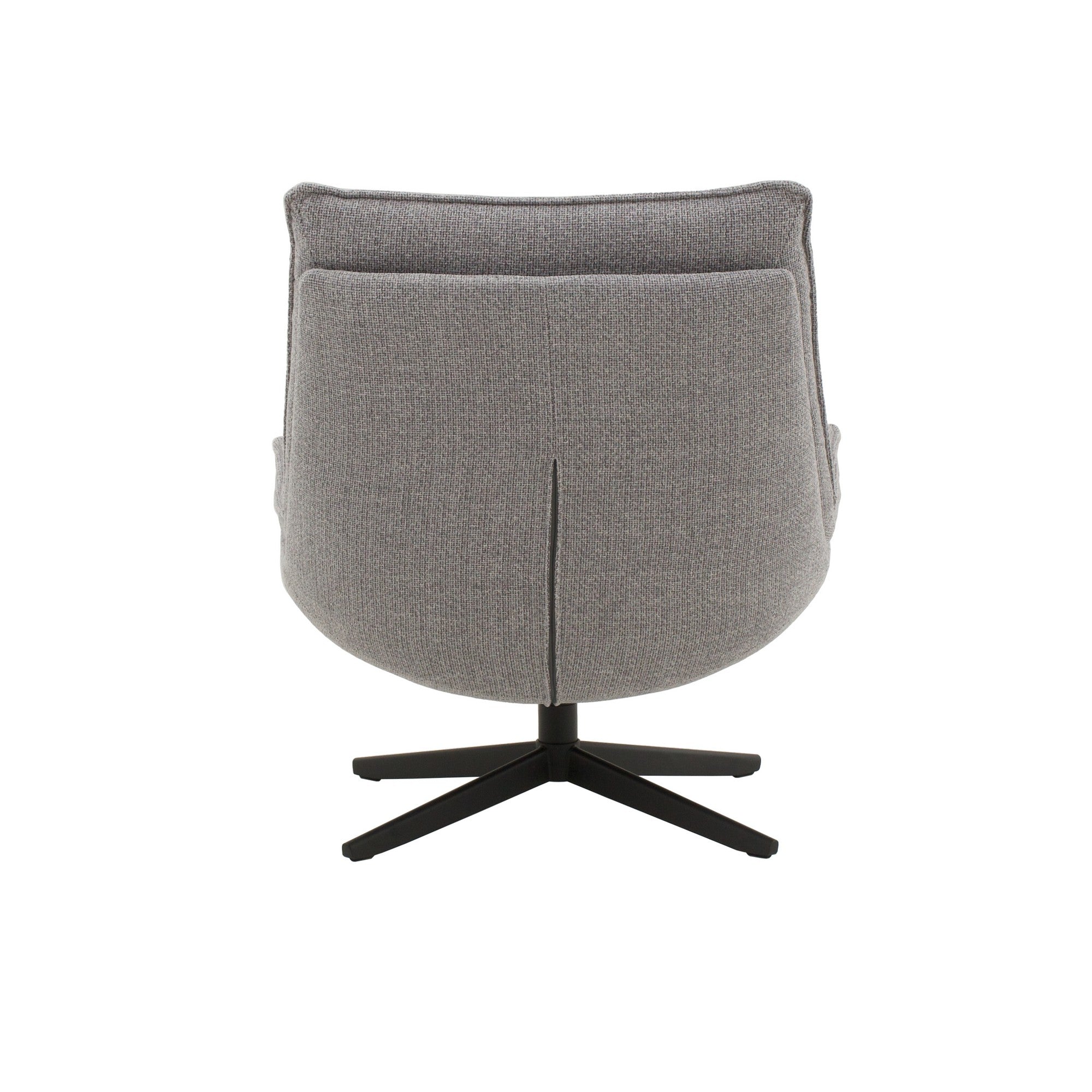 poltrona girevole brikell in tessuto grigio e base in metallo nero, stile contemporaneo con braccioli comodi e seduta...