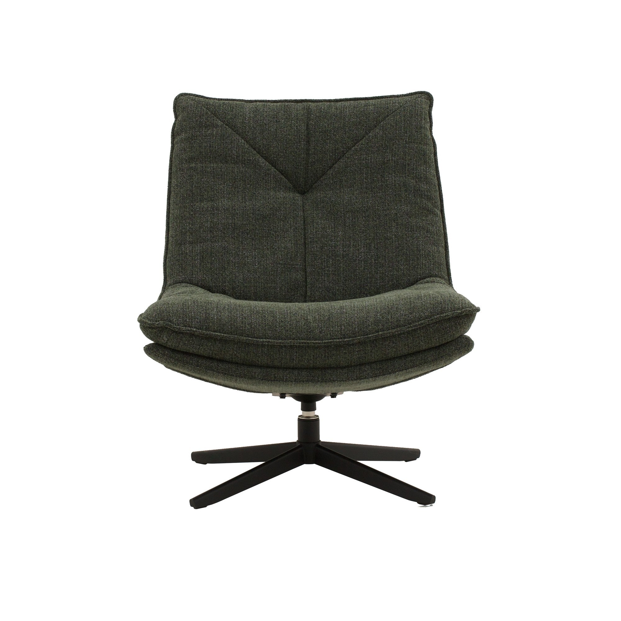 poltrona girevole brikell in tessuto verde scuro e base in metallo nero, stile contemporaneo con braccioli comodi e seduta...