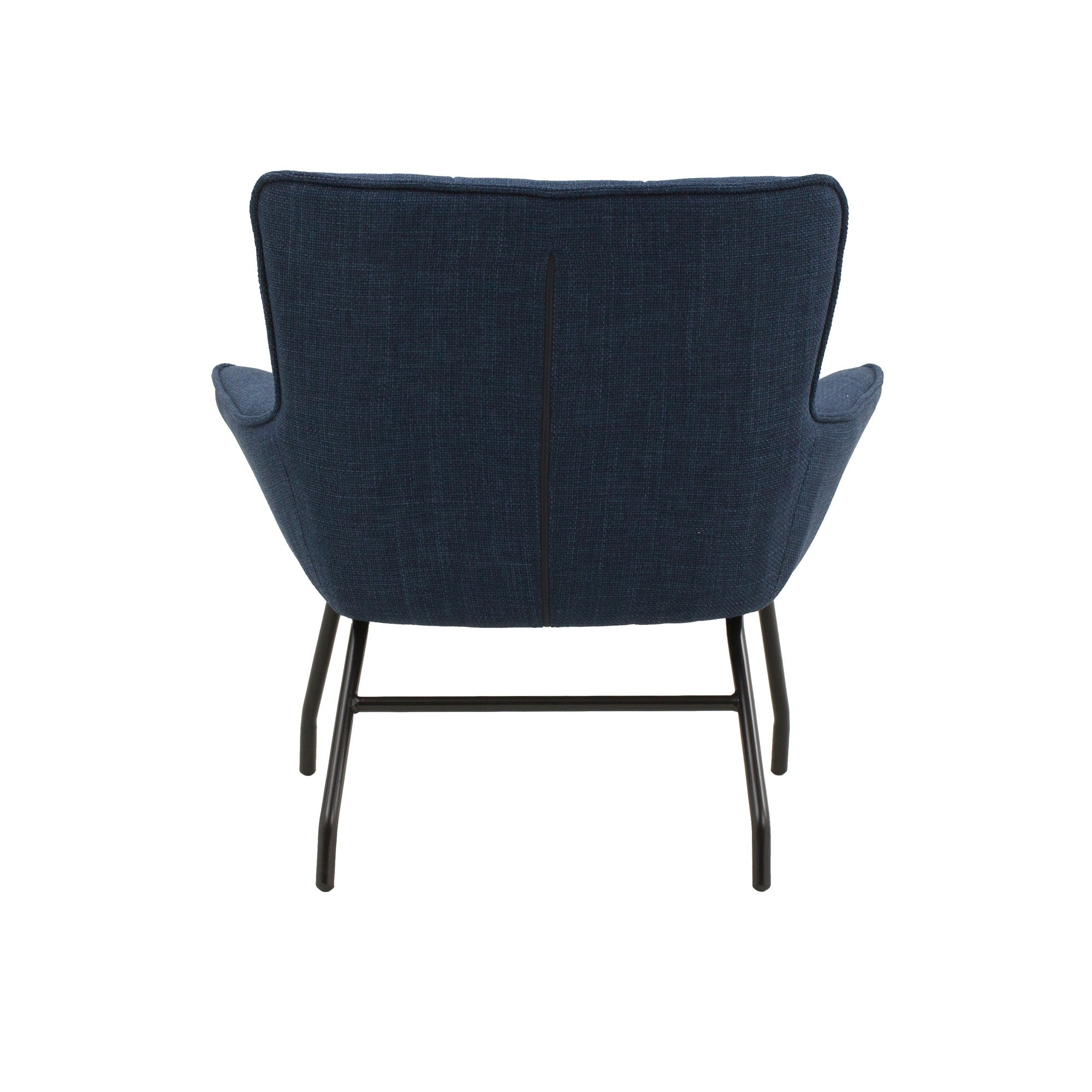 poltrona woolwich in tessuto blu e gambe in metallo nero, perfetta per aggiungere comfort ed eleganza all’arredamento