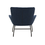 poltrona woolwich in tessuto blu e gambe in metallo nero, perfetta per aggiungere comfort ed eleganza all’arredamento