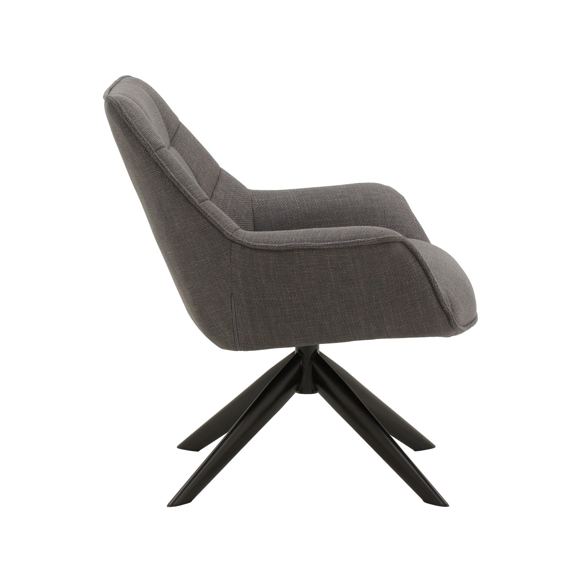 poltrona girevole seaport in tessuto grigio e gambe in metallo nero, dettaglio del rivestimento in tessuto o velluto