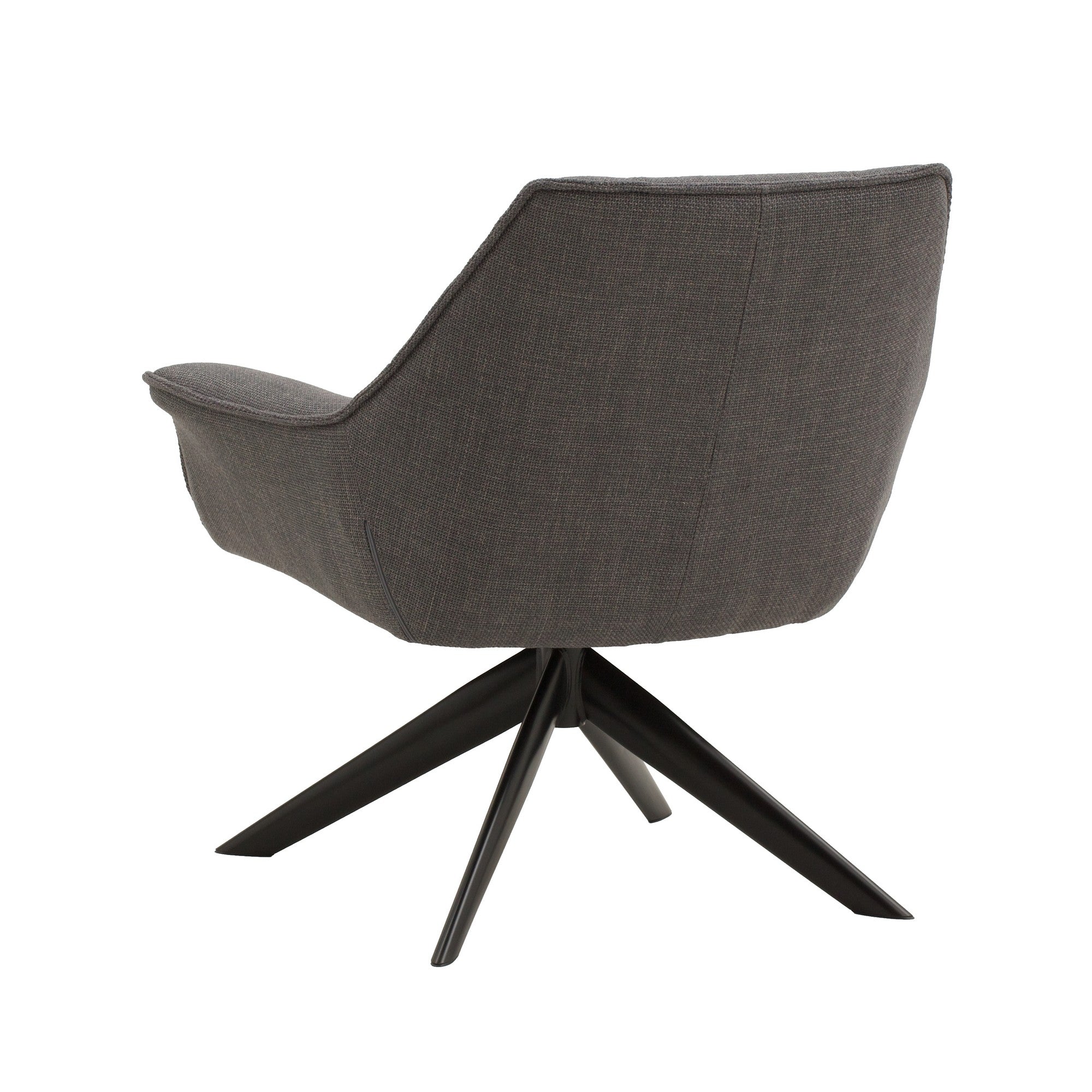 poltrona girevole seaport in tessuto grigio e gambe in metallo nero, stile contemporaneo con braccioli comodi e seduta...