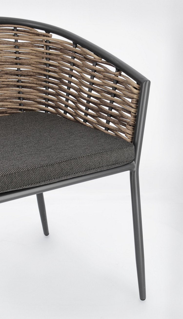 set di 4 poltroncine maribela in alluminio antracite e fibra sintetica, arredo outdoor pratico e accogliente per ogni...