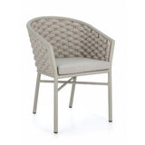 set di 4 poltroncine margalida in alluminio tortora con intreccio in corda tortora, con braccioli, poltrona outdoor con...