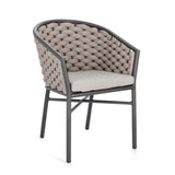 set di 4 poltroncine margalida in alluminio antracite con intreccio in corda beige, con braccioli, poltrona outdoor con...