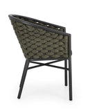 set di 4 poltroncine margalida in alluminio antracite con intreccio in corda verde, con braccioli, poltrona da giardino...