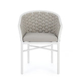set di 4 poltroncine margalida in alluminio bianco con intreccio in corda grigio, con braccioli, perfetta per rilassarsi...
