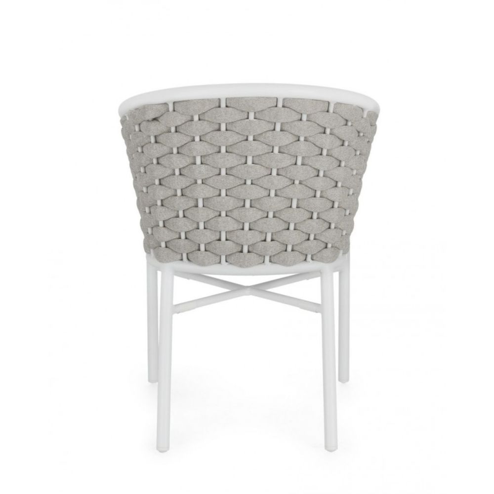 set di 4 poltroncine margalida in alluminio bianco con intreccio in corda grigio, con braccioli, design ergonomico ideale...
