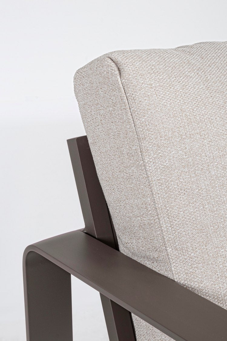 set di 2 poltrone merrigan in alluminio caffè e tessuto tortora, poltrona da giardino leggera e facile da spostare