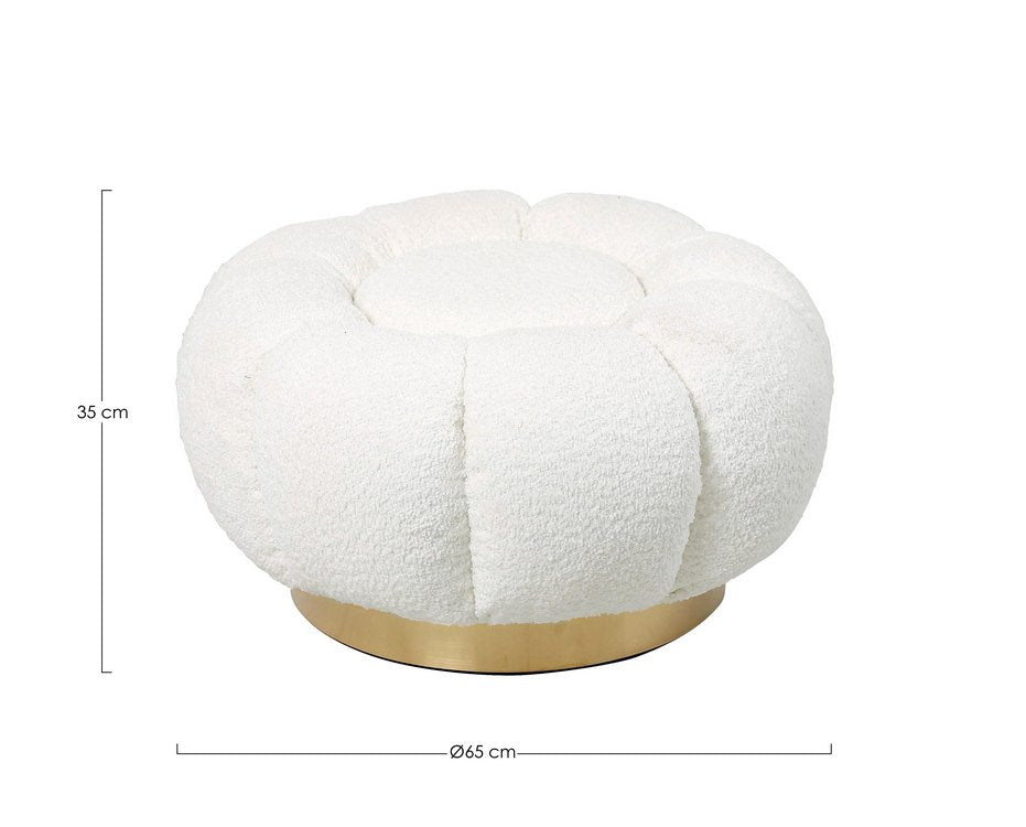pouf florel in tessuto effetto bouclé bianco, pouf contenitore pratico per riporre oggetti e accessori
