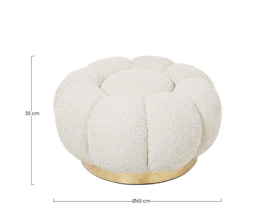 pouf florel in tessuto effetto bouclé naturale, pouf contenitore pratico per riporre oggetti e accessori