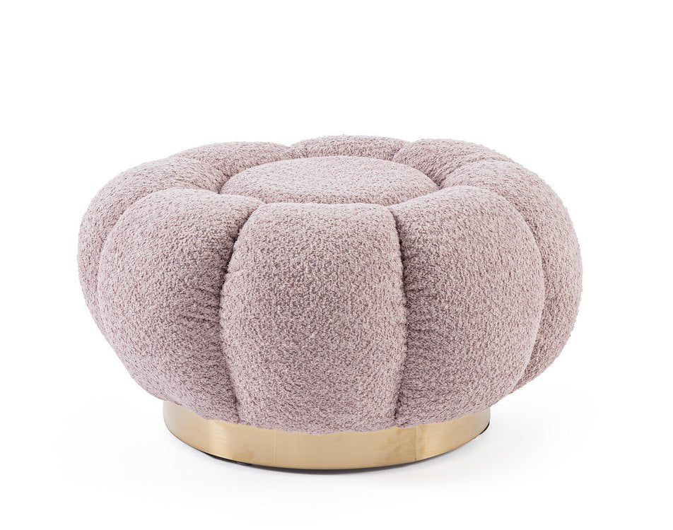 pouf florel in tessuto effetto bouclé rosa antico, pouf imbottito in tessuto o velluto con seduta confortevole