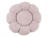 pouf florel in tessuto effetto bouclé rosa antico, complemento d’arredo ideale per soggiorno o camera