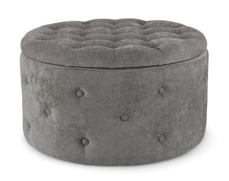 pouf contenitore porta scarpe ernestine in tessuto grigio scuro, pouf imbottito in tessuto o velluto con seduta confortevole