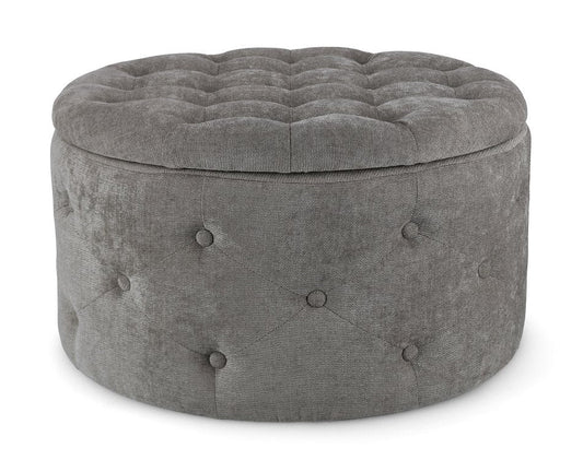 pouf contenitore porta scarpe ernestine in tessuto grigio scuro, pouf imbottito in tessuto o velluto con seduta confortevole