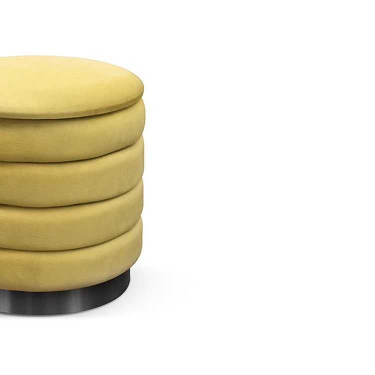 pouf contenitore arendal in tessuto effetto velluto giallo, complemento d’arredo ideale per soggiorno o camera