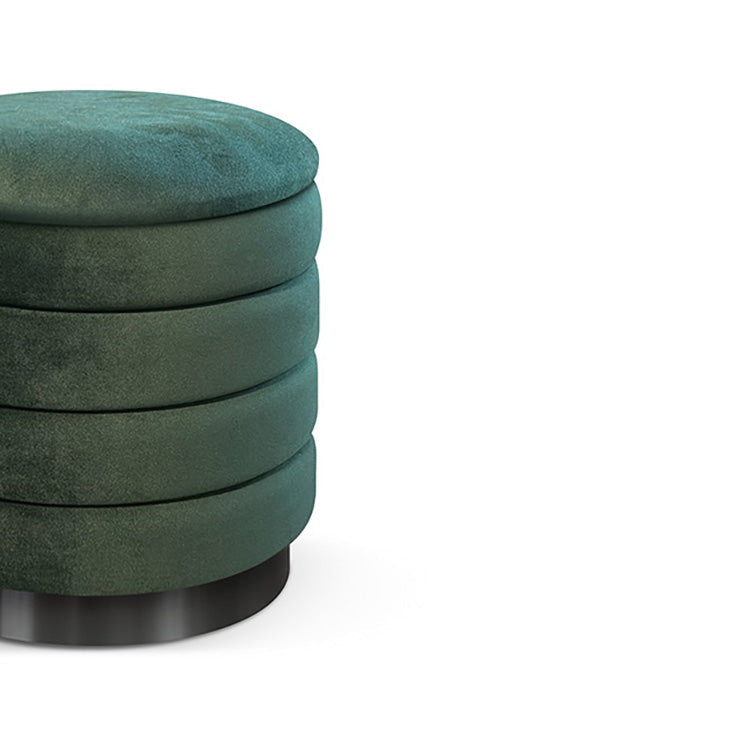 pouf contenitore arendal in tessuto effetto velluto verde, complemento d’arredo ideale per soggiorno o camera