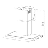 samet cappa embla 60 da parete acciaio inox, dettaglio dei materiali e delle finiture della parete