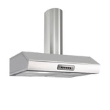 cappa kumtel maestrale 90 con camino 90 cm 1 motore inox, vista frontale di parete attrezzata semplice e moderna