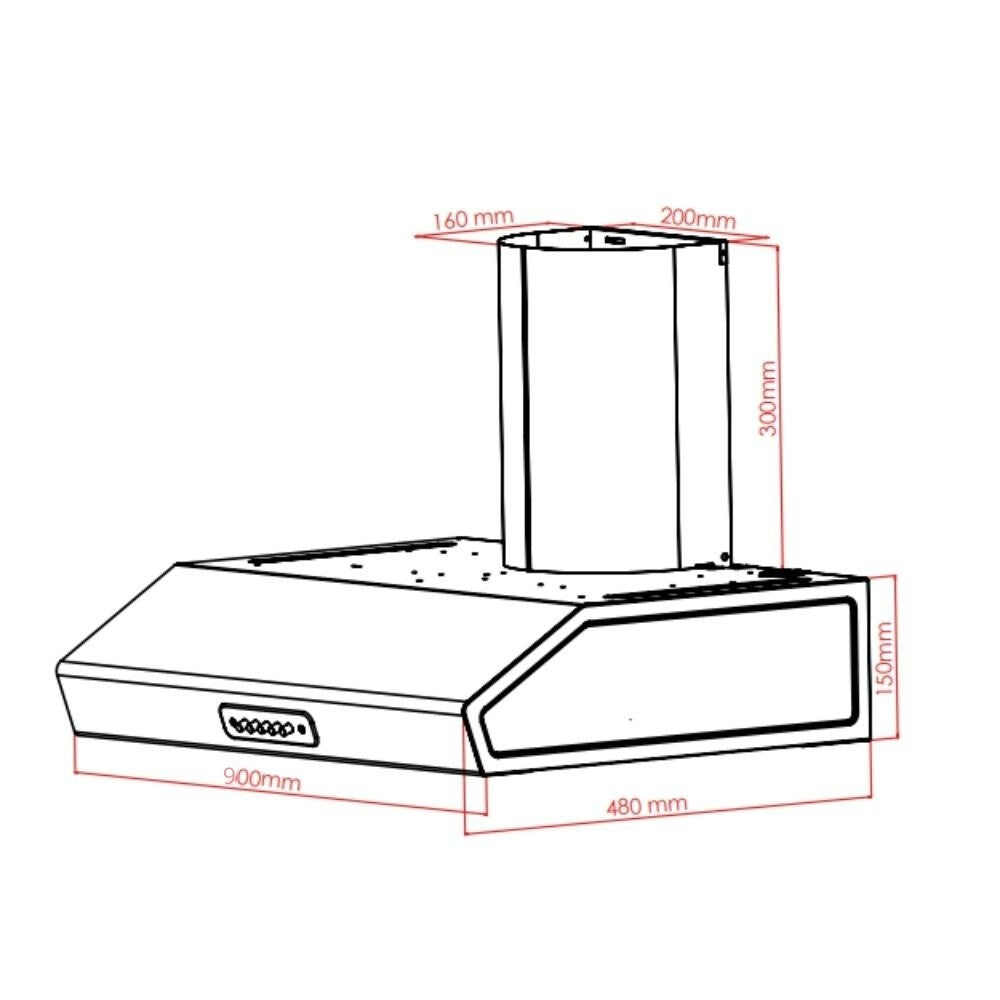 cappa kumtel maestrale 90 con camino 90 cm 1 motore inox, composizione a parete per soggiorno o zona living