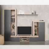 parete attrezzata nobel rovere sonoma e grafite, parete attrezzata vista frontale, moderna e funzionale