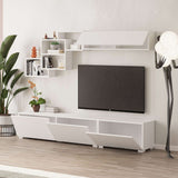 parete attrezzata free con nicchie a giorno colore bianco, composizione a parete con spazio TV e libreria