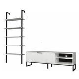 parete attrezzata porta tv e libreria way bianca, parete attrezzata in ambientazione soggiorno