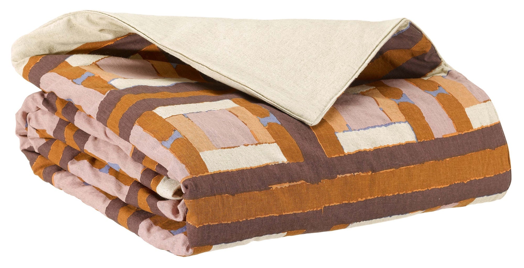 piumino stampato taho rame, colore rame, taglia 85 x 200. vista frontale del piumino su sfondo bianco, perfetto per...