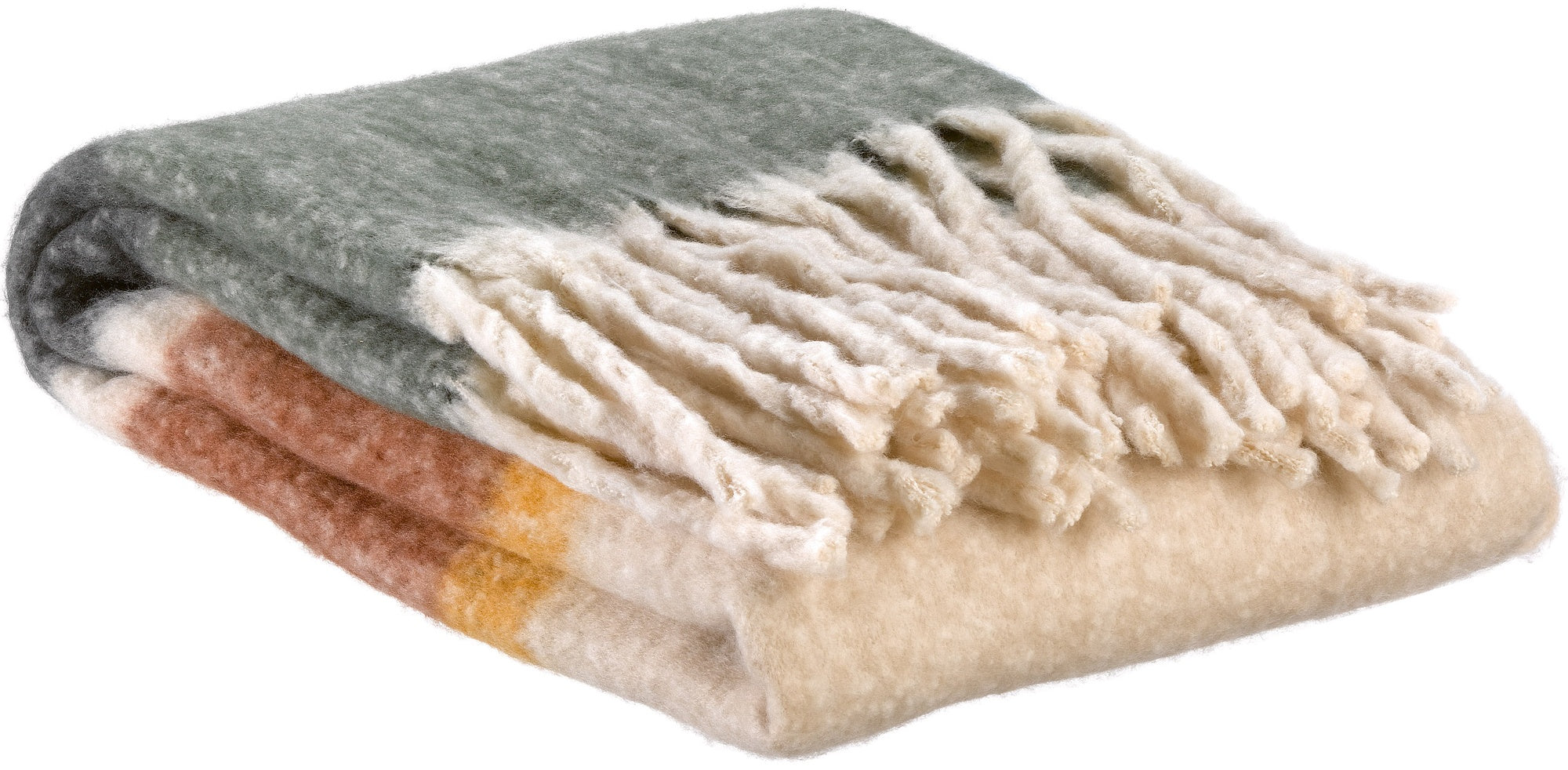 plaid a righe riciclato isabel ruggine, colore ruggine, taglia 130 x 160. plaid piegato in vista frontale su fondo bianco,...