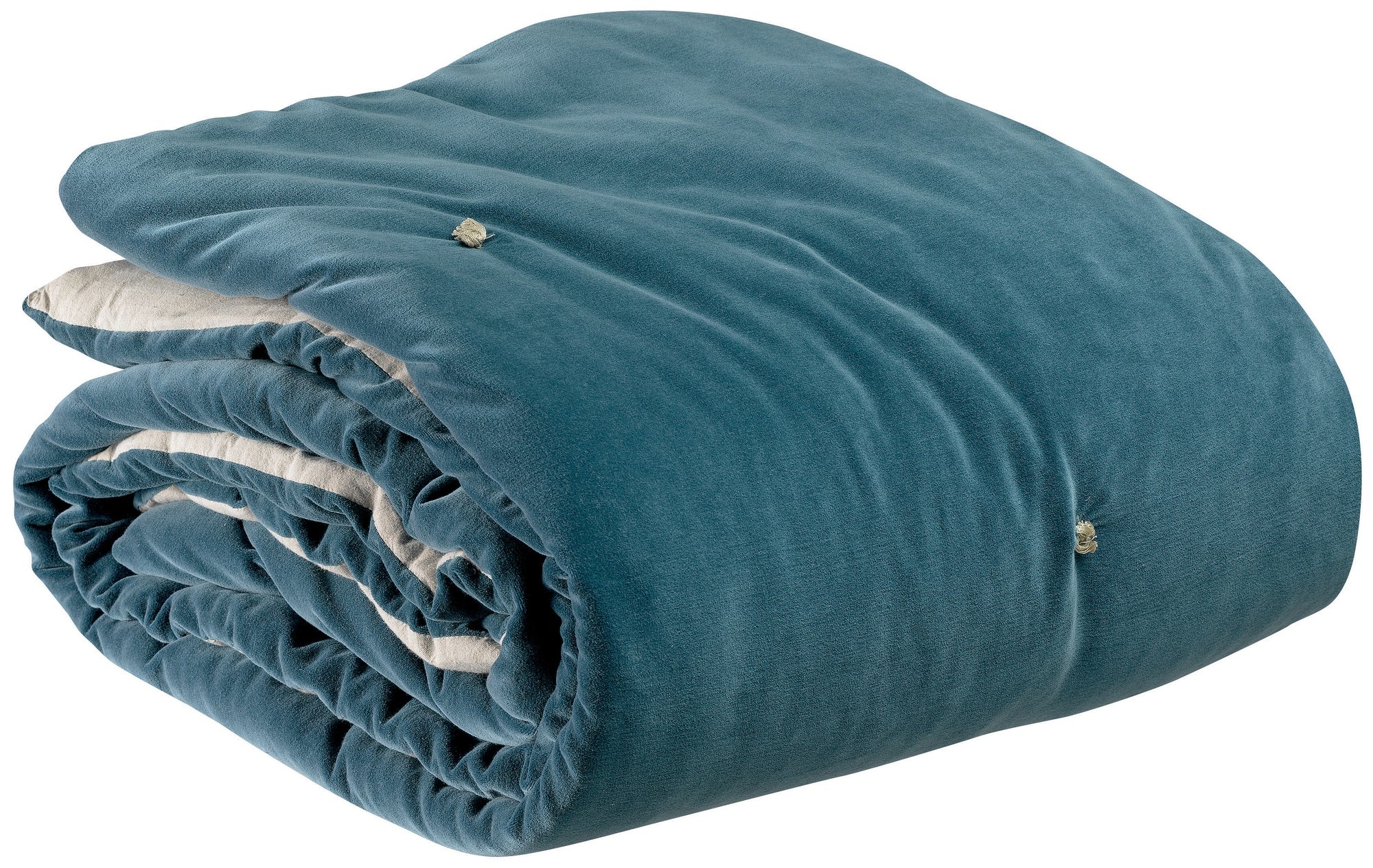 plaid con punti annodati elise riviera, colore riviera, taglia 140 x 200. plaid piegato in vista frontale su fondo bianco,...