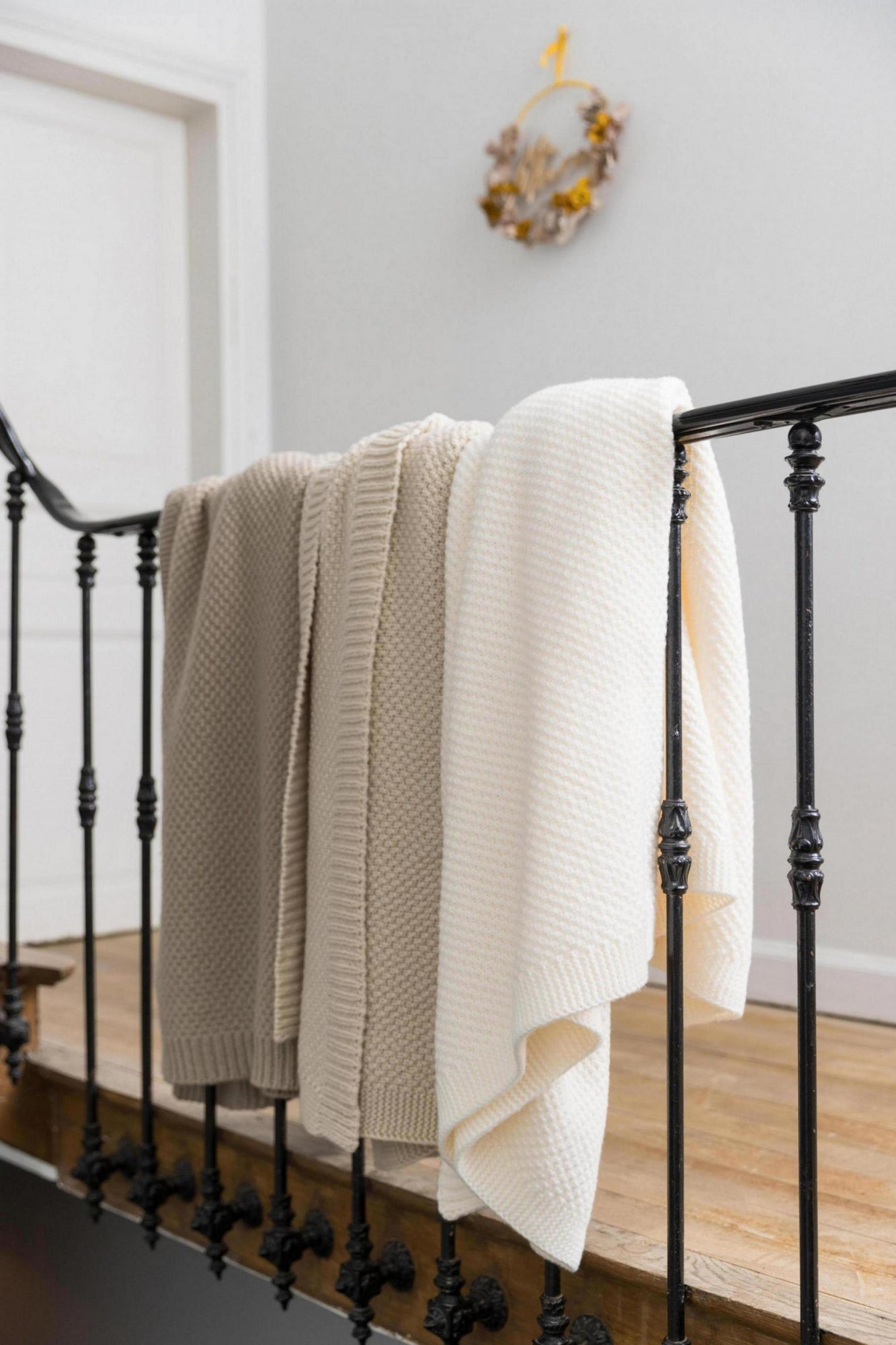 plaid in maglia riciclata danilo avorio, colore avorio, taglia 130 x 160. coperta plaid soffice e calda, ideale per...