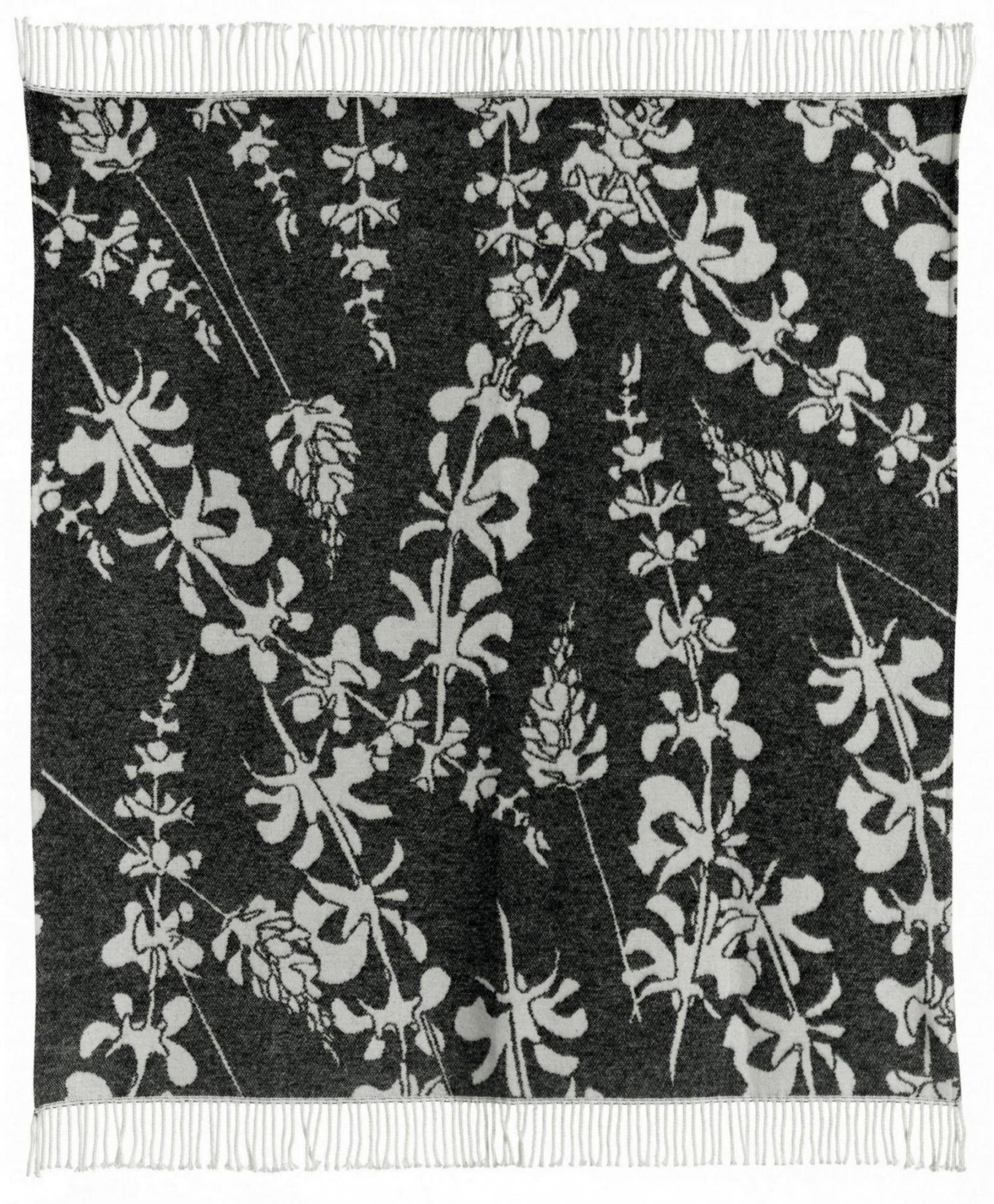 plaid riciclato gini carbone, colore carbone, taglia 127 x 160. plaid piegato in vista frontale su fondo bianco, perfetto...