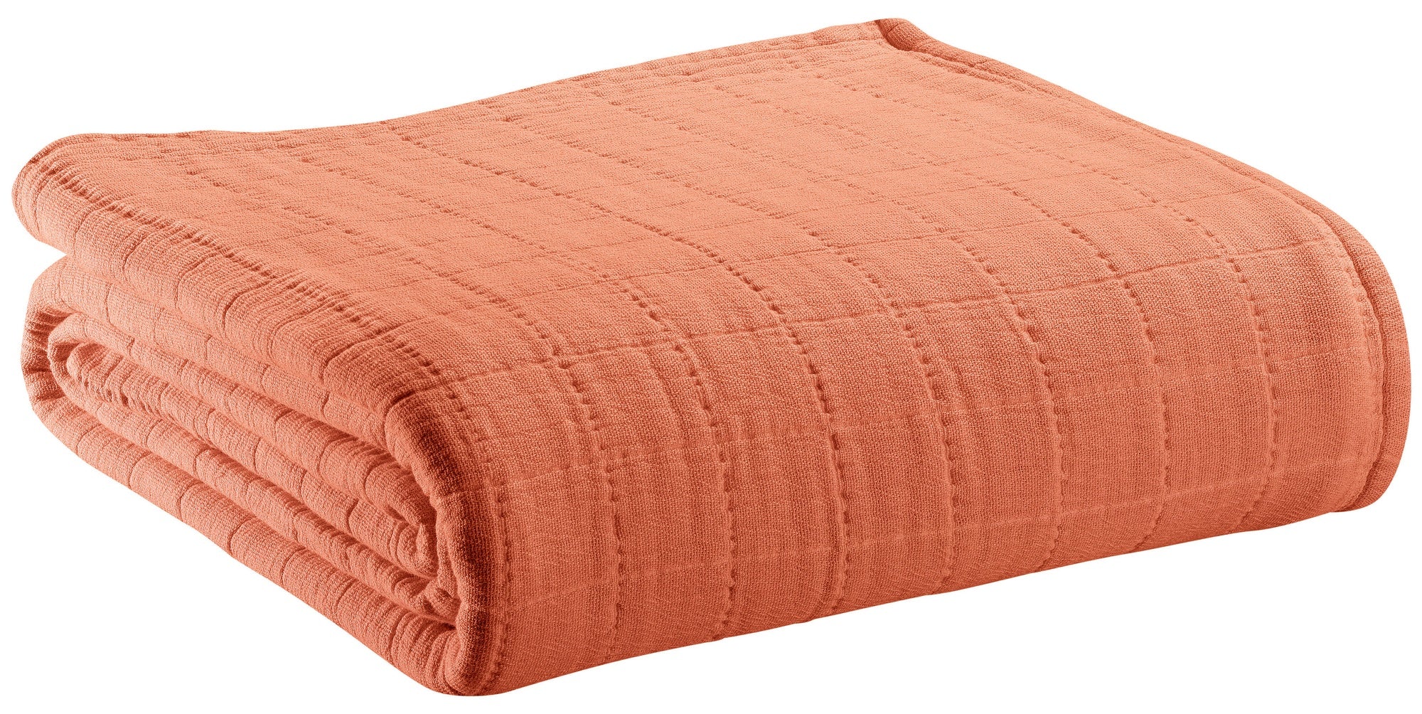 plaid riciclato lisa marmellata, colore marmellata, taglia 140 x 200. plaid piegato in vista frontale su fondo bianco,...