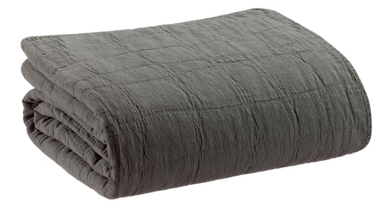 plaid riciclato titou carbone, colore carbone, taglia 260 x 260. plaid piegato in vista frontale su fondo bianco, perfetto...