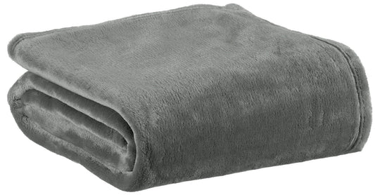 plaid riciclato theo grigio, colore grigio, taglia 130 x 160. plaid piegato in vista frontale su fondo bianco, perfetto per...