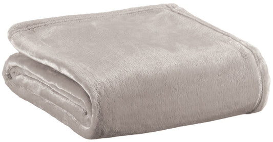 plaid riciclato theo perla, colore perla, taglia 130 x 160. plaid piegato in vista frontale su fondo bianco, perfetto per...