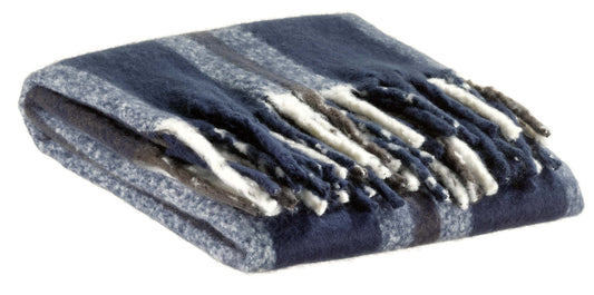 plaid riciclato a righe isabel marina militare, colore marina militare, taglia 130 x 160. plaid piegato in vista frontale su...