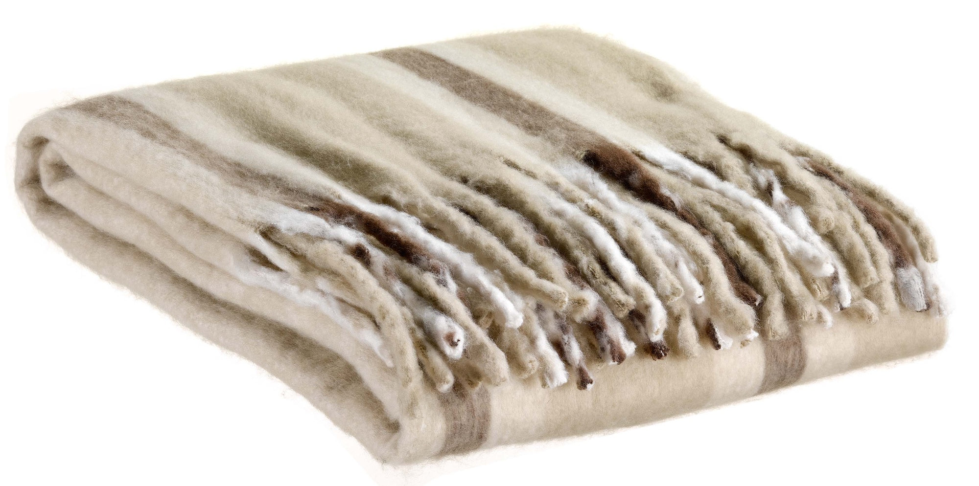 plaid riciclato a righe isabel nuvola, colore nuvola, taglia 130 x 160. plaid piegato in vista frontale su fondo bianco,...