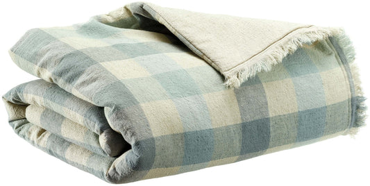 plaid stampato kate nontiscordardimé, colore nontiscordardimé, taglia 135 x 200. plaid piegato in vista frontale su fondo...