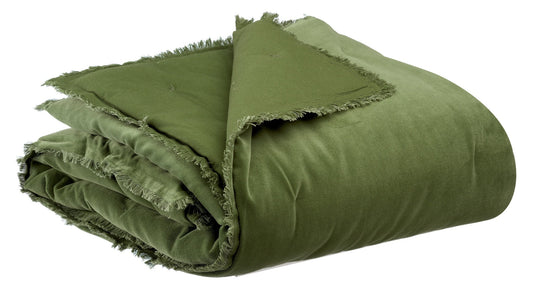 plaid tinta unita fara eucalipto, colore eucalipto, taglia 135 x 200. plaid piegato in vista frontale su fondo bianco,...